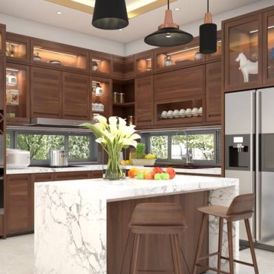 Tủ bếp gỗ óc chó TB-M021